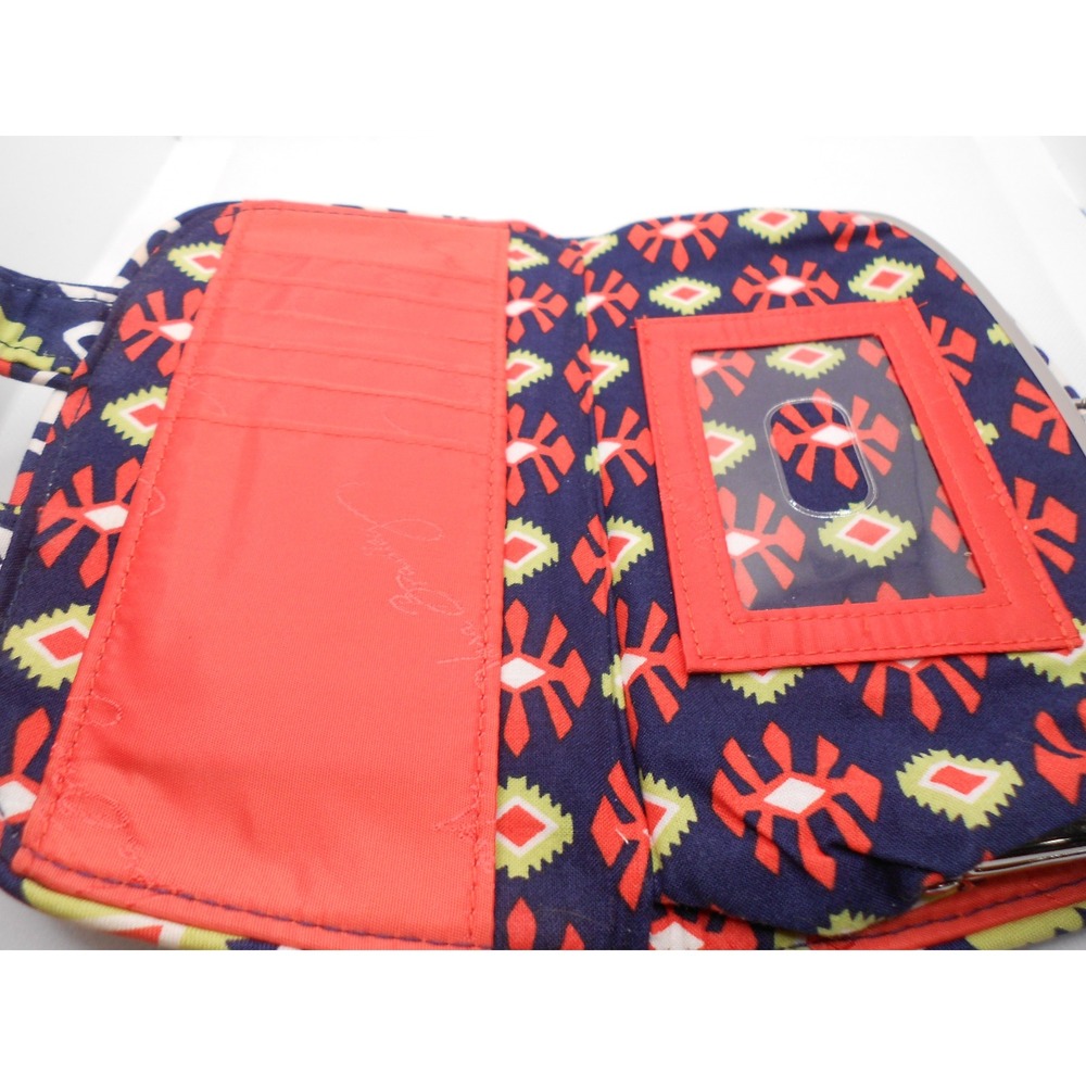 Vera Bradley Retired Sun Valley Clutch Wallet Navy Orange Green 7.5" Long - Picture 6 of 8